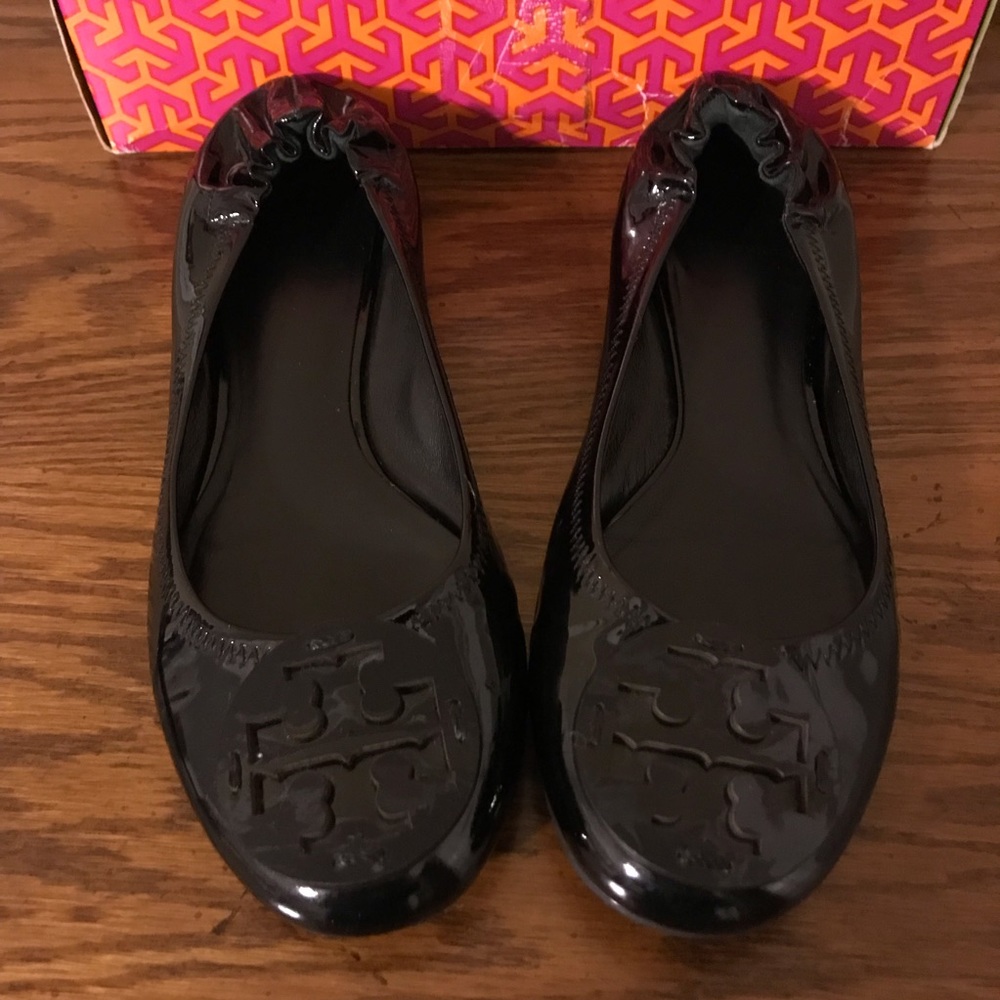 Tory Burch EUC Reva Black Patent Ballet Flats